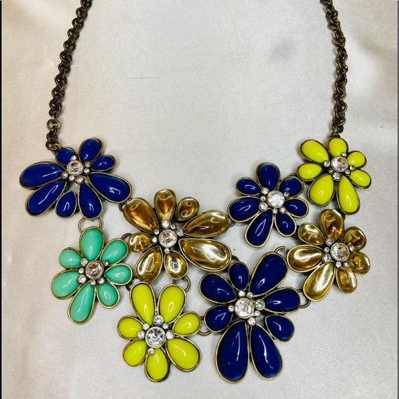 J Crew Necklace VTG Multi Color Floral Statement - Picture 2 of 5
